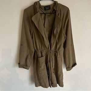 Women’s Hooded Olive Trench Coat